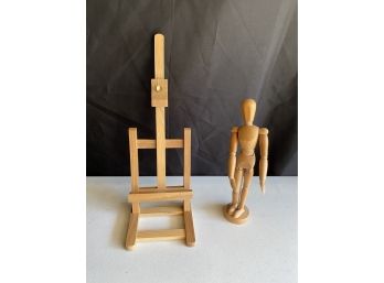 Artist Figure And Wood Easel