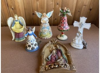 Collection Of Religious Figurines And  Angles