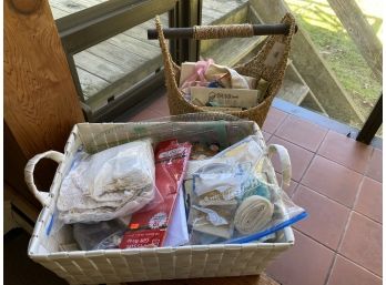 Sewing Lot Including Two Baskets