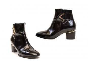 Nicholas Kirkwood Italian Black Patent Leather Ankle Boots (Size 8)