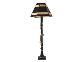 Clarinet Mounted As Table Lamp With Music Sheet Shade