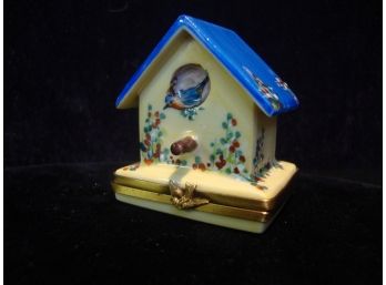 Limoges France Porcelain Bird House Trinket Box