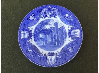 Blue And White 10' Wedgewood College Plate. United State Military Academy. West Point, New York. 1931.