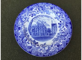 Harvard University 1927 Massachusetts Straus. Blue And White 10' Wedgewood College Plate. Beautiful Condition.