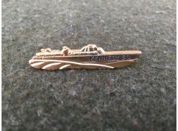 John F. Kennedy PT-109 Boat Gold Tone 1960 Campaign Lapel Pin Hatpin In Excellent Condition.