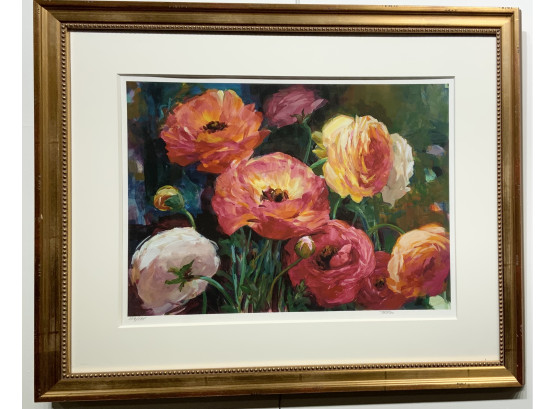 Gold Framed Floral Signed & Numbered By Jennie Tomao