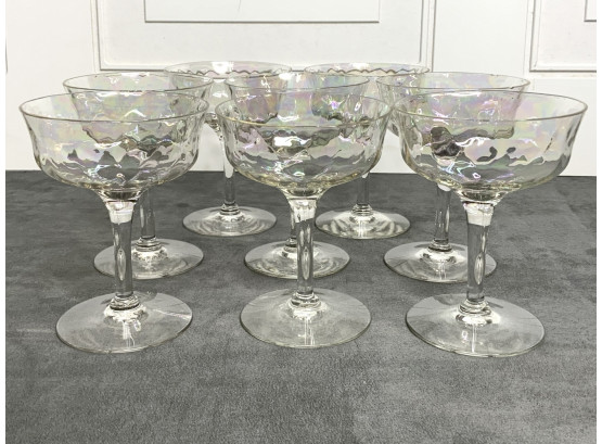 Eight Iridescent Champagne Glasses