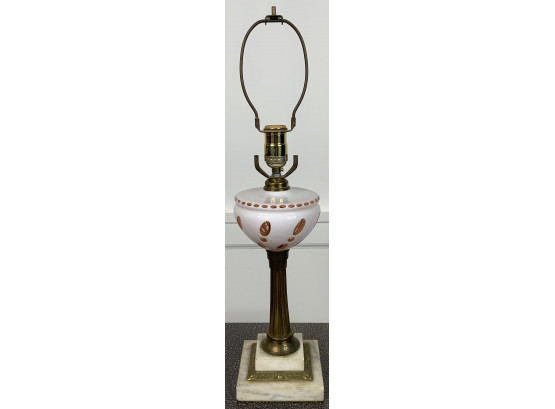 White Glass Lamp With Marble Base