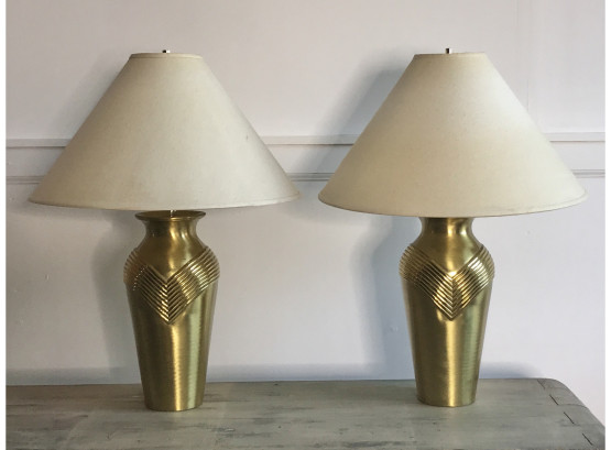 Two Gold Brass Lamps
