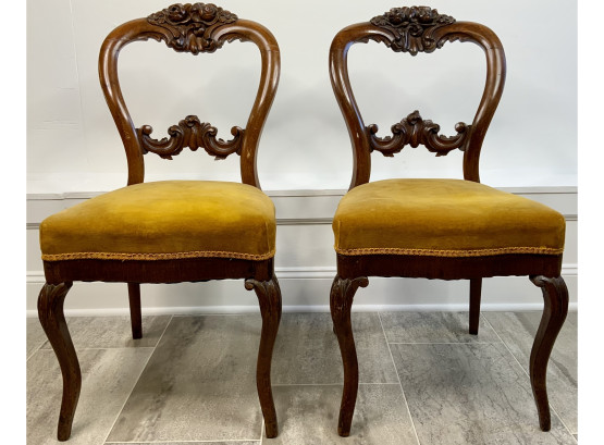 Vintage Hand Carved Rosewood Victorian Chairs