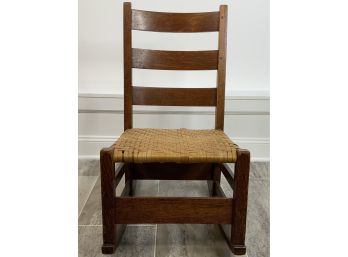 Small Ladder Back Barnum's Mission Oak Rocking Chair