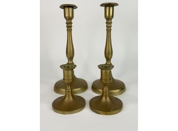 Two Sets Of Brass Candle Stick Holders