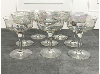 Eight Iridescent Champagne Glasses