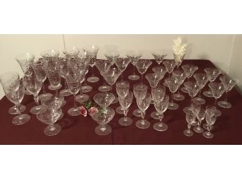 Antique Etched Crystal Wedding Lace Glasses Circa 1930 (45)