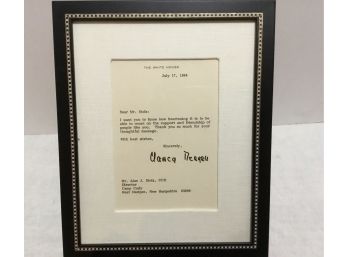 Signed Authentic Letter Nancy Reagan 1984, White House
