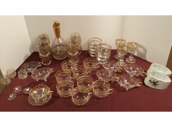 Antique Victorian Lace Gold Leaf Crystal 40 Pieces