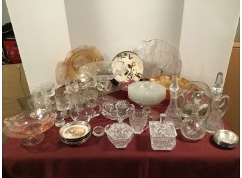 Vintage Lot Of Etched Glass/depression & Carnival Glass