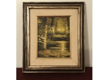 Antique Oil On Canvas Water Scene, Signed Baum