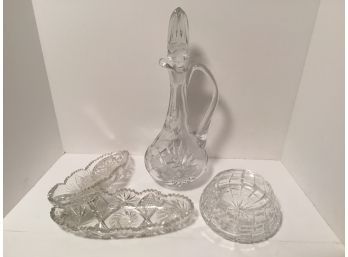 Antique Cut Crystal Decanter/Bowls