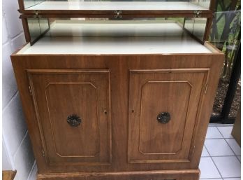 Vintage Wooden Mirrored Bar Cabinet W Refrigerator