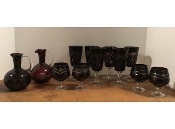 Bohemian Ruby Glass Set 12 Pieces
