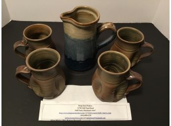 Doug Sassi Pottery Pitcher/4 Mugs