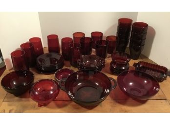 Vintage Ruby Glass Large Lot