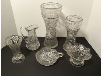 Antique Cut  Crystal Lot Of 6