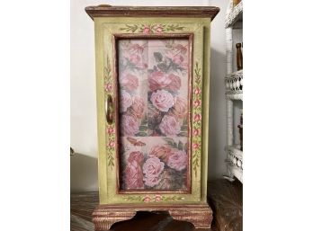 Painted Flower Wood Cabinet - Has Paper Insert 15' X 15' X 26'