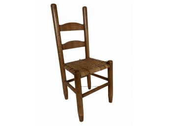 Vintage Oak Child's Chair W/ Split Bamboo Seat