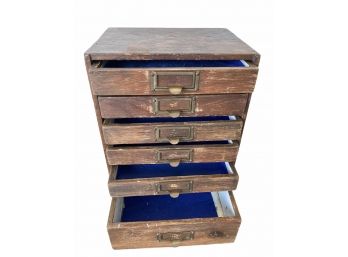 Desktop Antique Oak File Cabinet W/  6 Drawers