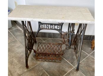 Wrought Iron Singer Sewing Machine Base W / Marble Top