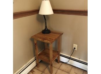 Small Pine Table With Lamp