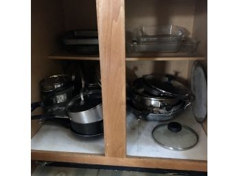 Cabinet Lot With Pots And Pans