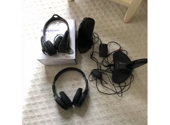 Lot Of Assorted Headphones With Charging Stands