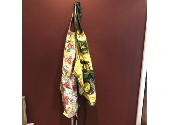Set Of Two Aprons: Floral And John Deere