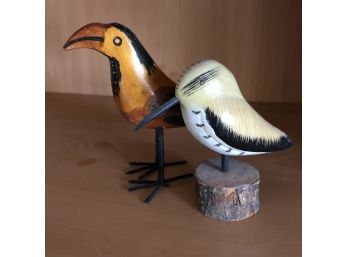Two Wooden Bird Figures