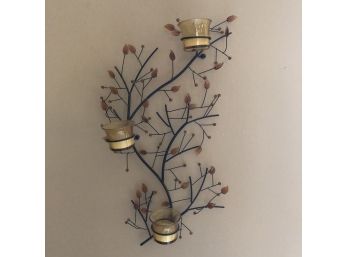 Metal Branch And Votive Wall Art