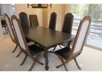 Mid-Century Modern MCM Dining Room Table With 6 Chairs And 3 Table Leaves