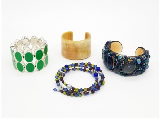 Assorted Costume Bangles- Including Mod Green Stretchy