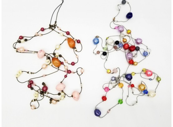 Two Beaded Necklaces - Colorful And Long