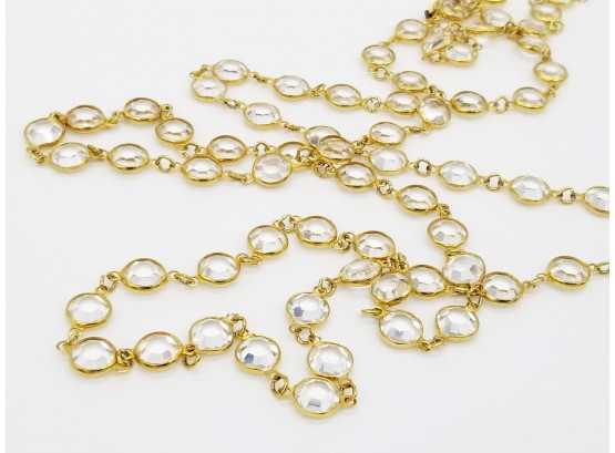 Gold Tone And Clear Glass Necklace