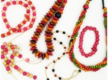 Bright Wood Beaded Necklaces