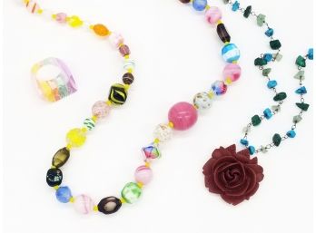Necklaces And Ring - Bright And Colorful Group