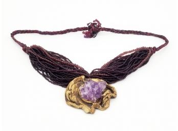 Micki Ravitz Artisan Crafted Signed Amythyst Necklace