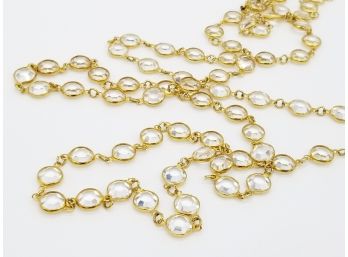 Gold Tone And Clear Glass Necklace