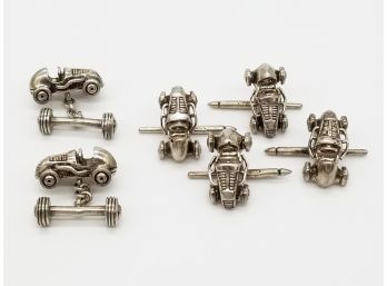 Mish New York Sterling Racing Car Cufflinks And Studs
