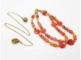 Beaded Necklace And Lariat Chain