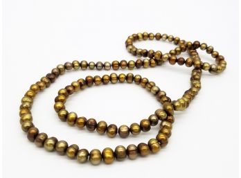 Genuine Cultured Powdered Green Baroque Pearls Necklace