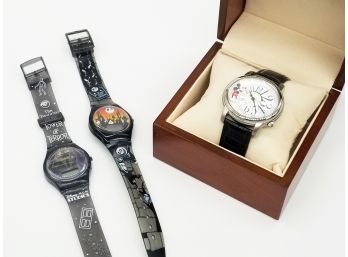 A Trio Of Disney Watches Including Mickey Mouse